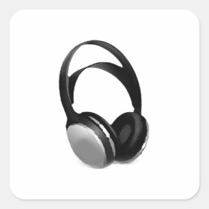 Pop Art Headphone Quadratischer Aufkleber