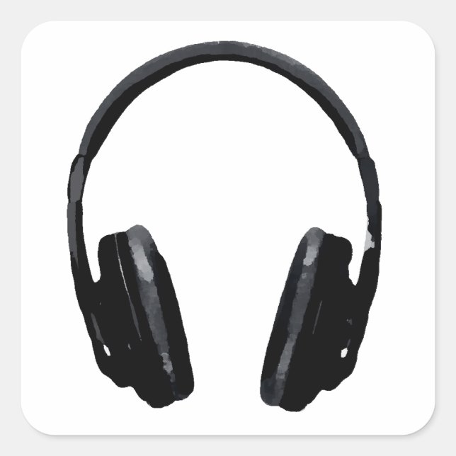 Pop Art Headphone Quadratischer Aufkleber (Vorderseite)