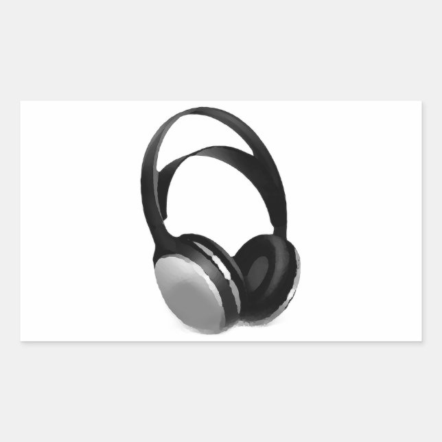 Pop Art Headphone Rechteckiger Aufkleber (Vorderseite)