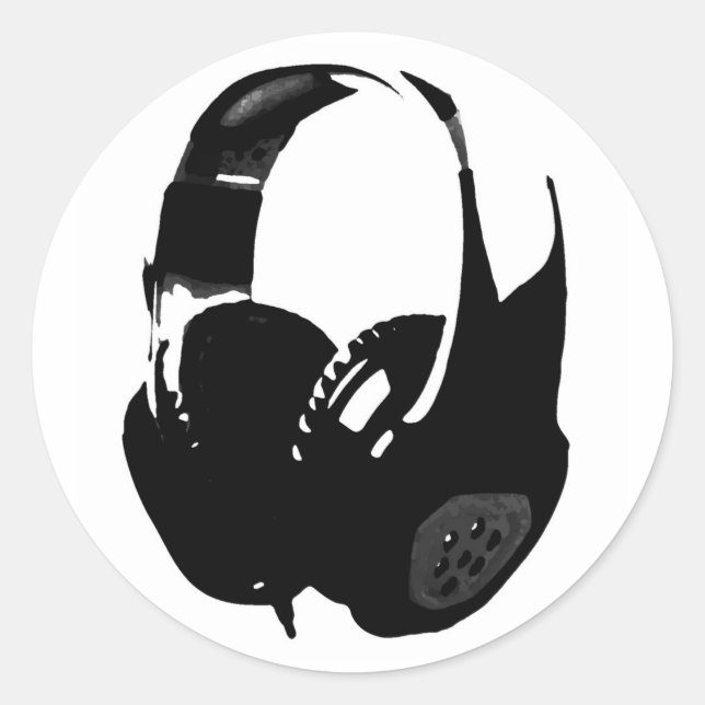 Pop Art Headphone Runder Aufkleber (Vorderseite)