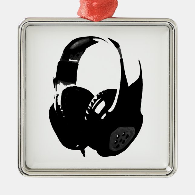 Pop Art Headphone Silbernes Ornament (Vorne)