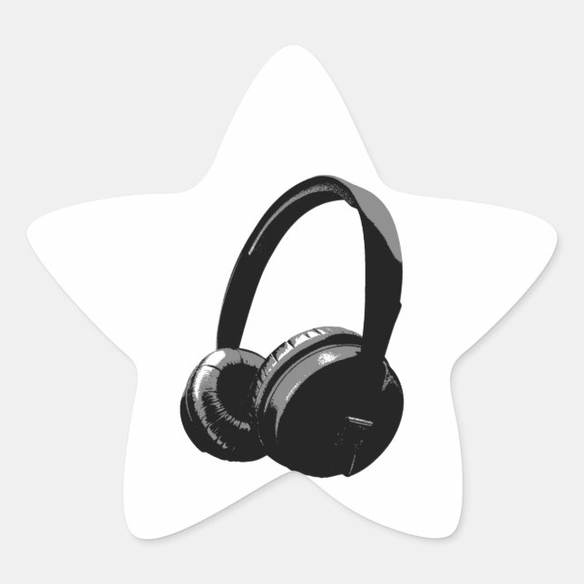 Pop Art Headphone Stern-Aufkleber (Vorderseite)