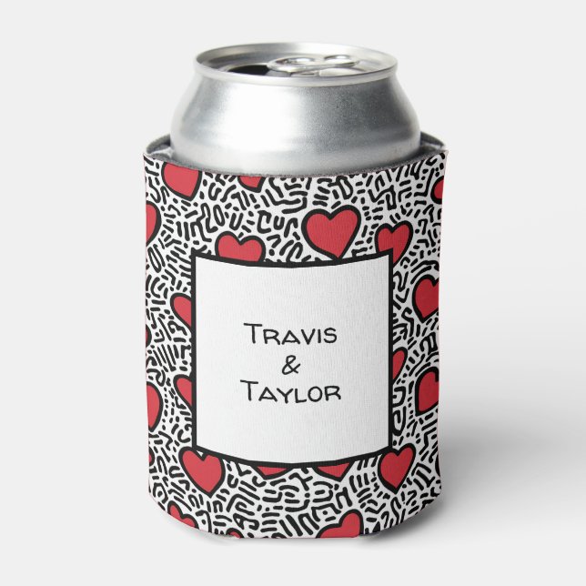 Pop Art Heart Pattern Dosenkühler (Kanne Vorderseite)