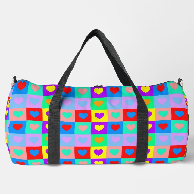 Pop Art Heart Pattern Duffle Bag (Vorderseite)