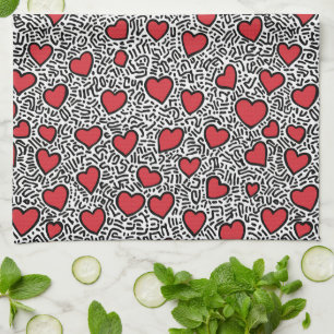 Pop Art Heart Pattern Geschirrtuch