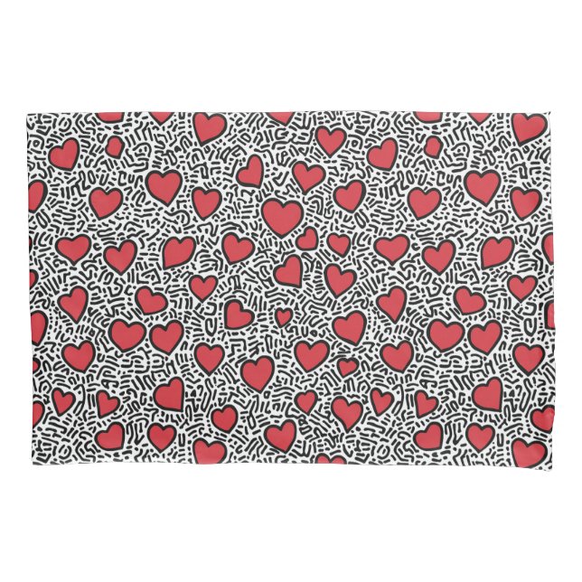 Pop Art Heart Pattern Kissenbezug (Vorderseite)