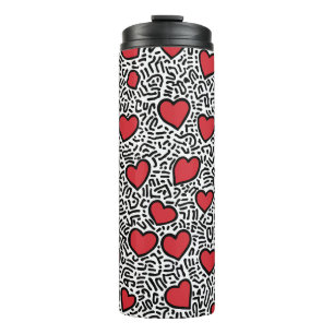 Pop Art Heart Pattern Thermosbecher