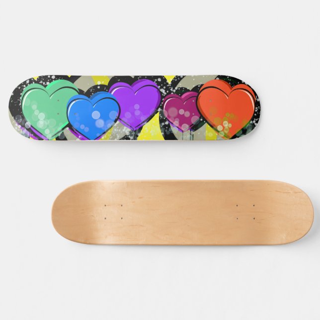 Pop Art Hearts Skateboard Deck (Horizontal)