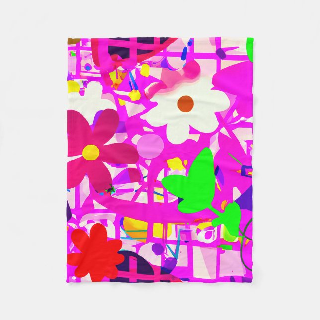 Pop Art helle Blume Fleecedecke (Vorderseite)