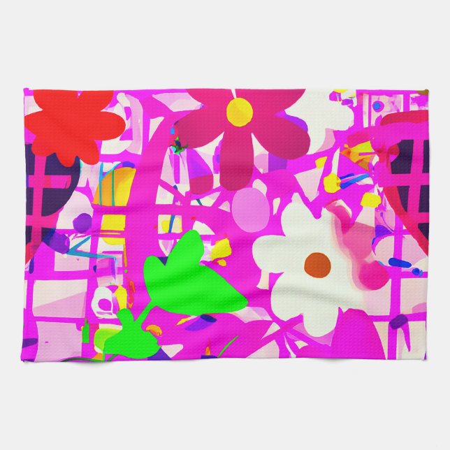 Pop Art helle Blume Geschirrtuch (Horizontal)