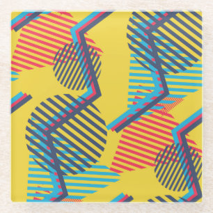 Pop-Art-Hintergrund, abstrakte geometrische Textur Glasuntersetzer