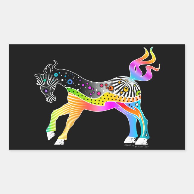 Pop Art HORSE Rechteckiger Aufkleber (Vorderseite)