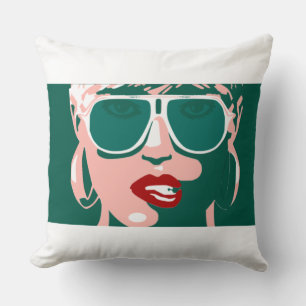 Pop Art Hübsche Sonnenbrille Roter Lipstick Kissen