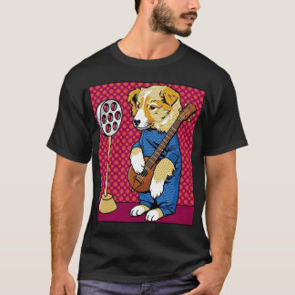 Pop-Art-Hund spielt Instrument Retro-Comic T-Shirt