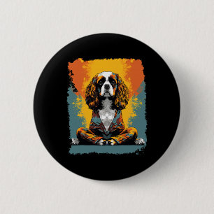 Pop Art Hund Yoga Meditation Cavalier King Charles Button