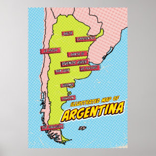Pop Art Illustrated Argentinien  Poster