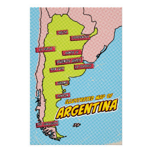 Pop Art Illustrated Argentinien  Poster