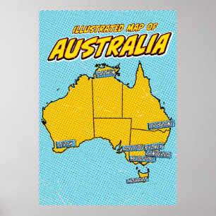 Pop Art Illustrated Australien Poster