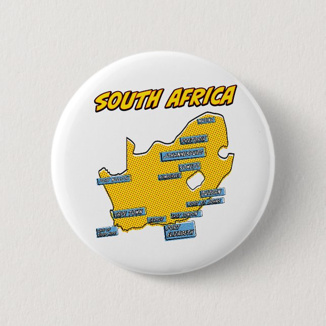 Pop Art Illustrated Südafrika  Button (Vorderseite)