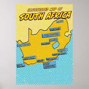 Pop Art Illustrated Südafrika  Poster