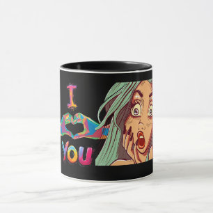 Pop-Art-Illustration von herzförmigen Händen - Ich Tasse