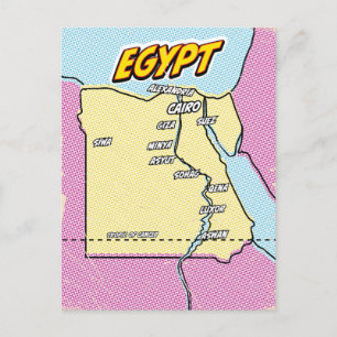 Pop Art Illustriert Ägypten Karte