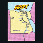 Pop Art Illustriert Ägypten Karte Poster<br><div class="desc">Pop Art Illustriert Ägypten Afrikanische Karte in einem schönen Vintagen abgenutzten Stil.</div>