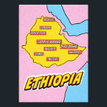Pop Art Illustriert Äthiopien Karte Fotodruck<br><div class="desc">Diese visuell auffällige Landkarte Äthiopiens ist eine Mischung aus Geografie und Pop. Kühne Farben,  ikonische Bilder und spielerische Typografie vereinen sich zu einem einzigartigen und faszinierenden Stück.</div>
