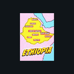 Pop Art Illustriert Äthiopien Karte Leinwanddruck<br><div class="desc">Diese visuell auffällige Landkarte Äthiopiens ist eine Mischung aus Geografie und Pop. Kühne Farben,  ikonische Bilder und spielerische Typografie vereinen sich zu einem einzigartigen und faszinierenden Stück.</div>