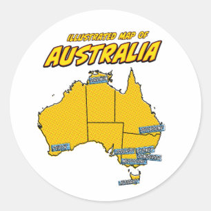 Pop Art Illustriert Australien Runder Aufkleber