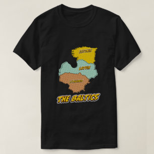 Pop Art Illustriert Baltic Staaten Karte T-Shirt