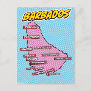 Pop Art Illustriert Barbados Karte