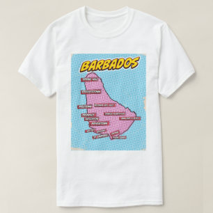 Pop Art Illustriert Barbados Karte T-Shirt