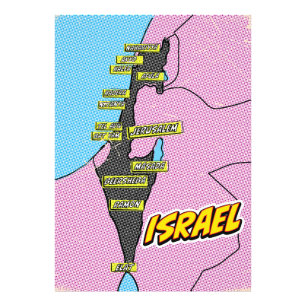 Pop Art Illustriert Israel Karte Fotodruck