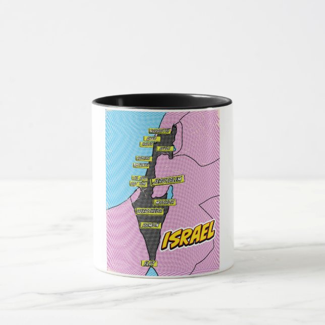 Pop Art Illustriert Israel Karte Tasse (Zentrum)