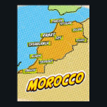 Pop Art Illustriert Marokko Karte Poster<br><div class="desc">Pop Art Illustriert Marokko Afrikanische Karte in einem schönen Vintagen abgenutzten Stil.</div>