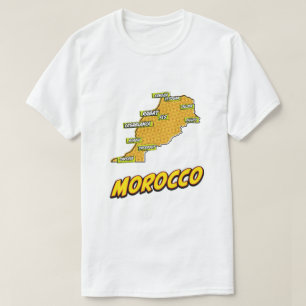 Pop Art Illustriert Marokko Karte T-Shirt