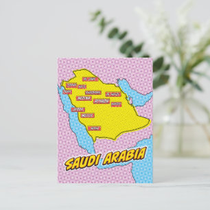 Pop Art Illustriert Saudi-Arabien Karte