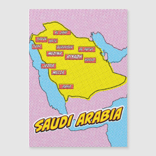 Pop Art Illustriert Saudi-Arabien Karte