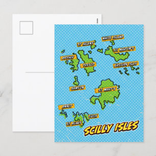 Pop Art Illustriert Scilly Isles Karte