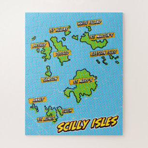 Pop Art Illustriert Scilly Isles Karte