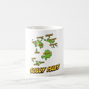 Pop Art Illustriert Scilly Isles Karte Kaffeetasse