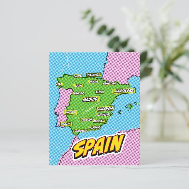 Pop Art Illustriert Spain Maps (Stehend Vorderseite)