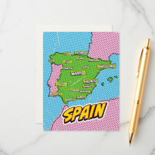 Pop Art Illustriert Spain Maps Begleitkarte