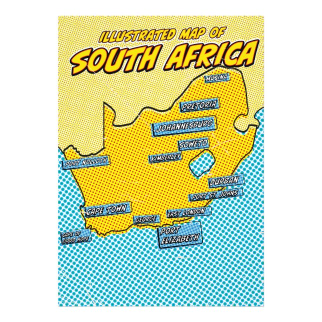 Pop Art Illustriert Südafrika Fotodruck (Vorne)