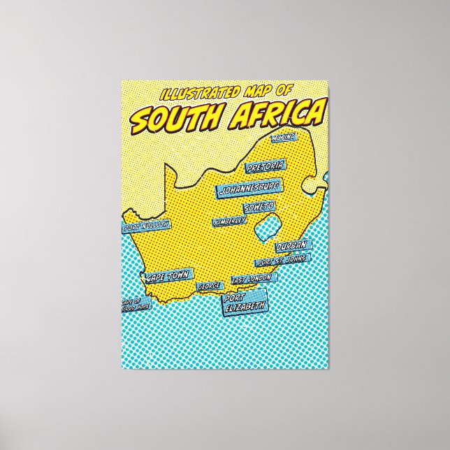 Pop Art Illustriert Südafrika Leinwanddruck (Vorderseite)