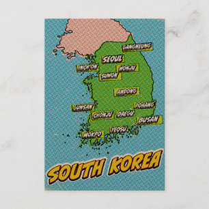 Pop Art Illustriert Südkorea Karte