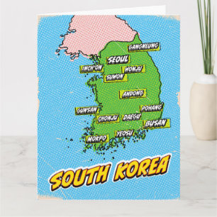 Pop Art Illustriert Südkorea Karte