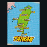 Pop Art Illustriert Taiwan Karte Poster<br><div class="desc">Pop Art Illustriert Taiwan asiatische Karte in einem schönen Vintagen abgenutzten Stil.</div>