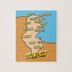Pop Art Illustriert Tunesien Karte